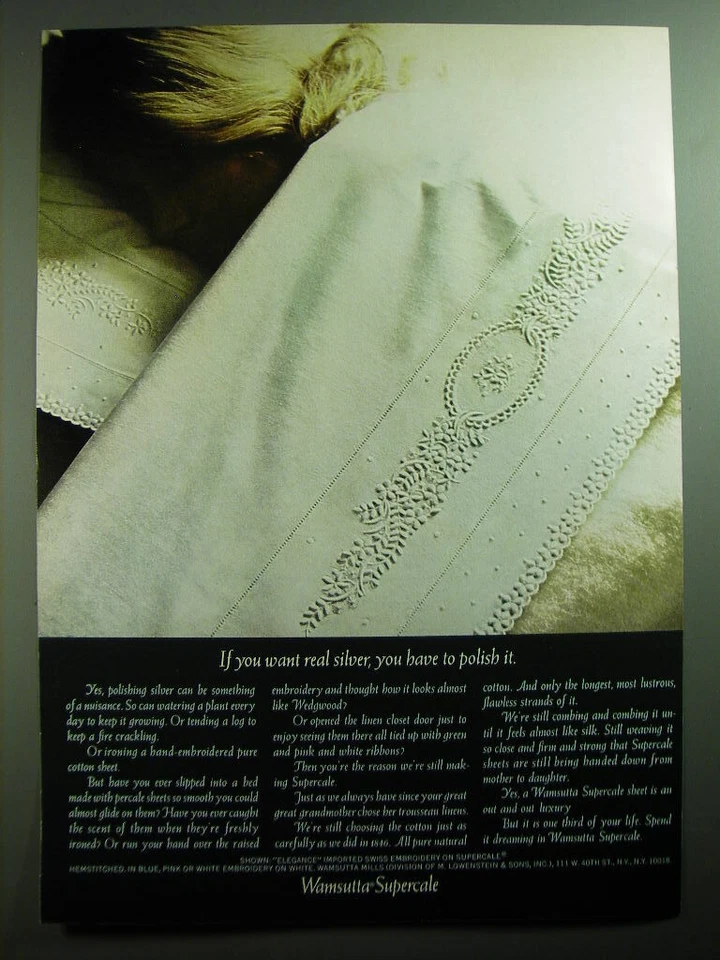 Anuncio de hojas Wamsutta Supercale 1970 - Si quieres plata real, tienes que pulir Foto 1 de 1