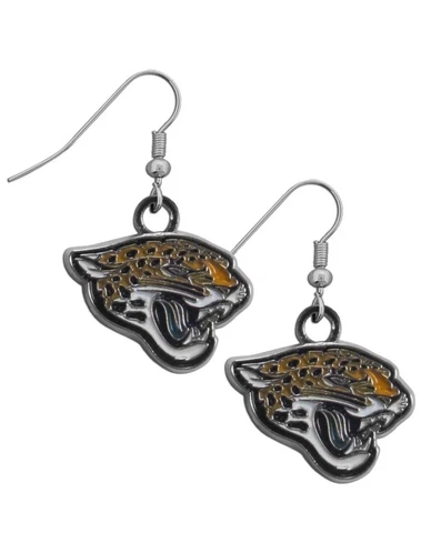 Jacksonville Jaguars NFL Logo Silver Dangler Earrings Hypo-Allergenic Cover