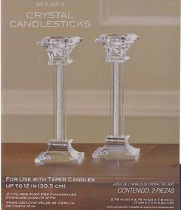 Shannon Crystal by Godinger 7.9 inch CRYSTAL CANDLESTICKS, SET OF 2 - Picture 1 of 5