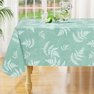 Rectangle Waterproof Vinyl Table Cloth, Wipeable Tablecloth with Flannel Backing - Picture 1 of 7