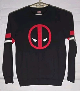 Marvel Deadpool Pullover schwarz mit rot-weißen Ärmelstreifen Langarm X-Large - Bild 1 von 5