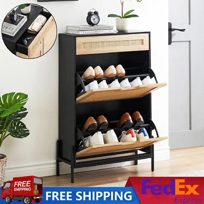 Zapatero Zapatero con 2 Puertas Abatibles Organizador de Almacenamiento para Pasillo Entrada Foto 1 de 4