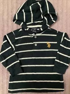 Us Polo Assn. Infant Toddler Boys, Hooded Long Sleeve Striped Shirt. Size 18 Mth - Picture 1 of 6