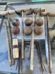 seltenes antikes Krocket Set Holzkugeln Schlägel - Bild 1 von 12