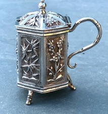 ANTIQUE CHINESE WANG HING HEXAGONAL MUSTARD CONDIMENT SALT POT