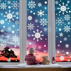 492 Pieces Reusable Christmas Window Snowflakes Stickers Shop Decoration new yea - Picture 1 of 8