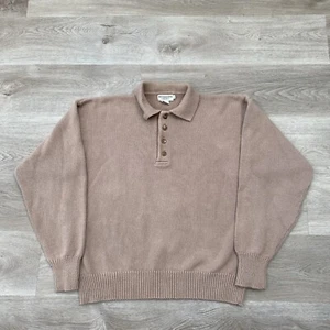 Vintage 90s Abercrombie & Fitch Selvedge Chunky Knit Cotton Sweater Henley Men L - Picture 1 of 10
