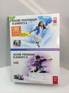 Genuine Original OEM Adobe Photoshop Elements 8 And Premier Elements 8 with KEY - Picture 1 of 7