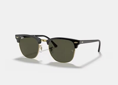 OCCHIALI DA SOLE RAY-BAN CLUBMASTER NERO SU ARISTA ORO / G-15 RB3016 W0365 - Immagine 1 di 4