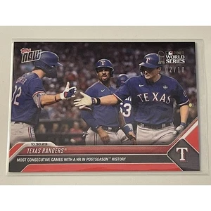 Texas Rangers Team Most Consequive Games W/ HRs 2023 MLB TOPPS NOW - Card 1065* - Bild 1 von 3
