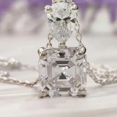 Schöne 7 Karat Weiß Behandelt Diamant Anhänger VVS1 Zertifiziert! Geburtstag - Bild 1 von 4