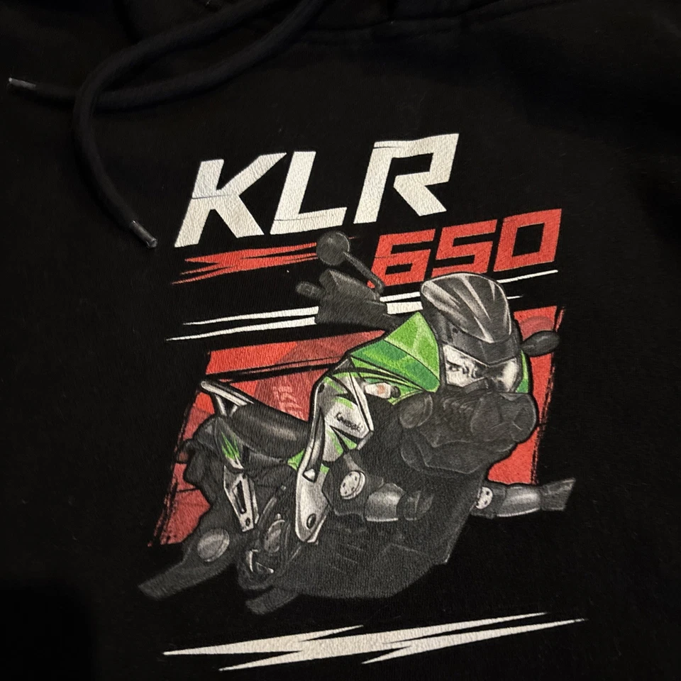 Sudadera con capucha negra Kawasaki KLR 650 ADV de peso pesado Foto 1 de 4
