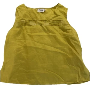 Ann Gerlin Women's 100% Linen Yellow Green Sleeveless Lightweight 14w - Picture 1 of 10