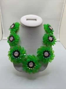 J. Crew Halskette Blume limettengrün Statement groß hell Kunststoff - Bild 1 von 23