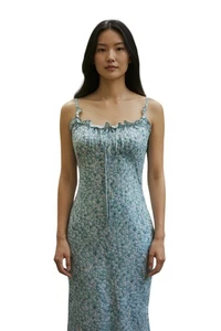 (E-190) Mini Vestido Tropical Satinado Cuello Capucha Correa Espagueti Verano Floerns Mujer - Imagen 1 de 6