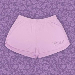 Juicy Couture Y2k Pink Rhinestone Embellished High-Rise Sleep Shorts | Size L - Picture 1 of 5