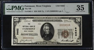 1929 $20 Dollar National Currency Banknote of Fairmont WV #9462 Ty 1 PMG 35 - Picture 1 of 2
