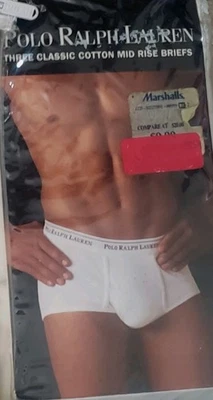 Nuevo paquete de 3 calzoncillos clásicos de algodón de tiro medio blancos talla 36 para hombre Ralph Lauren Foto 1 de 2