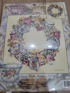 Cuadro de corona taza de té punto de cruz 51234 diseños Candamar 15"x15" algodón EE. UU. nuevo - Imagen 1 de 3