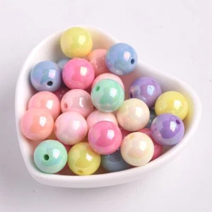 Cuentas de plástico acrílico brillantes enchapadas color resorte redondas 6/8/10/12/14/16/18/20 mm - Imagen 1 de 12