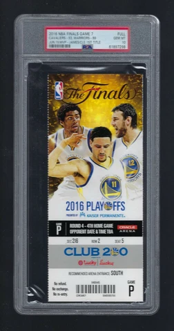 PSA GEM MINT 10 - LEBRON JAMES 2016 NBA FINALS Game #7 TICKET CAVALIERS LAKERS Cover