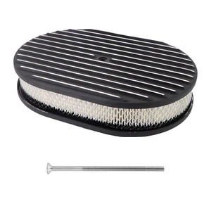 12" Oval Classic Full Finned Black Air Cleaner Kit - Foto 1 di 8