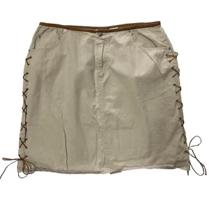 FASHION BUG Y2K KHAKI/BROWN LACE UP SKIRT - Picture 1 of 3