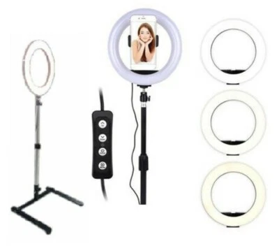 LUCE AD ANELLO DA TAVOLO 20 CM CON TREPPIEDI PER SELFIE TIK TOK