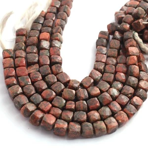 1 Strand Unakite Faceted Cube Beads- Faceted Cube beads 8mm-9mm 8 Inches  - Picture 1 of 3