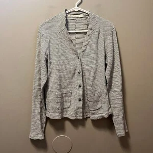 Transit Par Such Women’s Linen Blend Blouse Size 3 (Medium) Black White - Picture 1 of 6