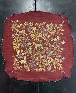 Antique French Needlepoint Tapestry Wall Chair Cover Oriental Design 60 x 59cm - Picture 1 of 9