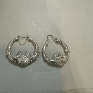 Vintage Sterling Silver Hoop Earrings Mermaids 8.8 Grams . No Marking Tested. - Picture 1 of 3