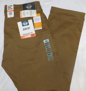 DOCKERS Jean Cut Pants Straight Stretch Comfort Waist Tru Temp Leather Med Brown - Picture 1 of 8