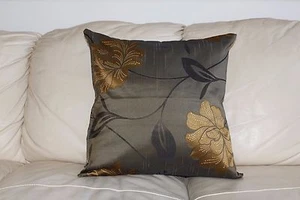 Goldie Pillow, gold,flower accents  16" x16" - Picture 1 of 3