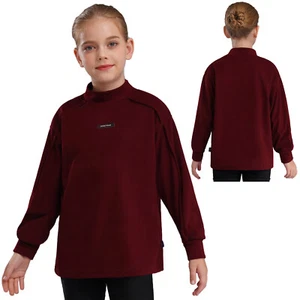 Kids Girls Pullover Mock Neck Sweatshirt Camping Tops Streetwear Thermal Base - Picture 1 of 38