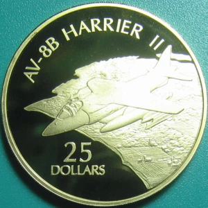 2005 SOLOMON ISLANDS $25 GOLD PLT 1oz SILVER PROOF "HARRIER II" BRITISH SUBSONIC - Picture 1 of 6