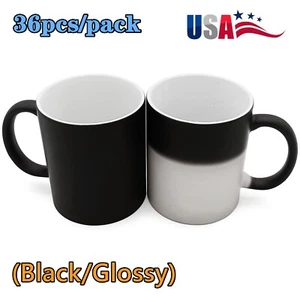 36pcs 11OZ Blank 3D Sublimation Color Changing Mug Magic Cup - Black/Glossy - Picture 1 of 12