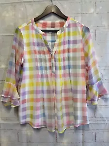Charter Club Top mehrfarbig pastell kariert Bluse Damen Medium oder Petite Medium - Bild 1 von 11