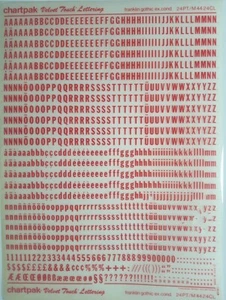 Chartpak Velvet Touch Lettering Franklin Gotico 24pt/M4424CL Rosso Rub On Lettere - Foto 1 di 1