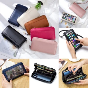 Touch Screen Wallet Pouch Womens Leather Purse Cell Phone Shoulder Crossbody Bag - Picture 1 of 34