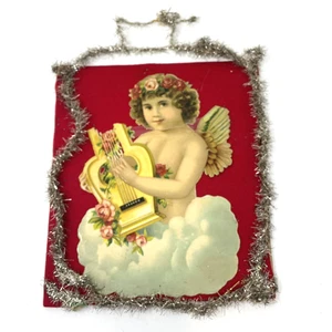 Antique Victorian Scrap Die Cut & Tinsel Angles Ornament Large 13” - Picture 1 of 6