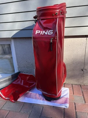 Bolsa de golf vintage PING Tour - roja/crema - Phoenix Arizona - divisor de 4 vías - rara Foto 1 de 4