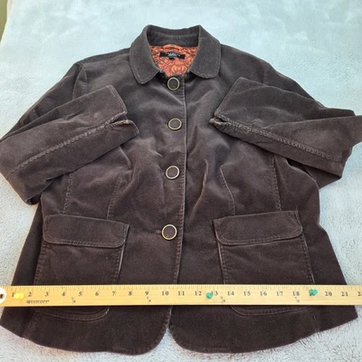 Talbots Corduroy Blazer Petites 16w Chocolate Brown Jacket Lined Cloth Buttons - Image 1 of 4