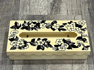 VINTAGE Retrô Anos 60 Amesware DESIGN FLORAL Suporte para Caixa de Tecido com Tampa - RARO - Imagem 1 de 4