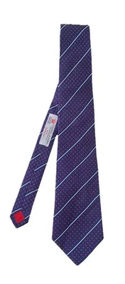 Gravata masculina de seda azul TURNBULL ASSER com padrão geométrico feita à mão na Inglaterra CE - Imagem 1 de 4