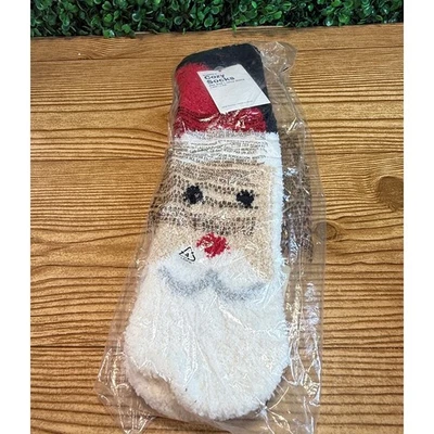 全新 Santa Cozy 袜子 圣诞老海军蓝 女式 毛绒 毛绒 大礼物 假日 — 第 1/4 张图片