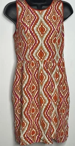 Shoshanna Dress Womens 2 Silk Orange Geometric Key Hole Back Party Casual - Picture 1 of 10
