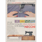1953 Necchi Sewing Machine: Ask the Man Can It Sew On Buttons Vintage Print Ad