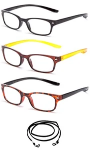 Gafas de lectura envolventes 3 piezas a granel pequeñas redondas cuadradas marco delgado moda - Imagen 1 de 3