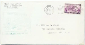US 1936 First Day Cover Oregon Territory Centennial #783 Walla Walla WA Cachet - Bild 1 von 2
